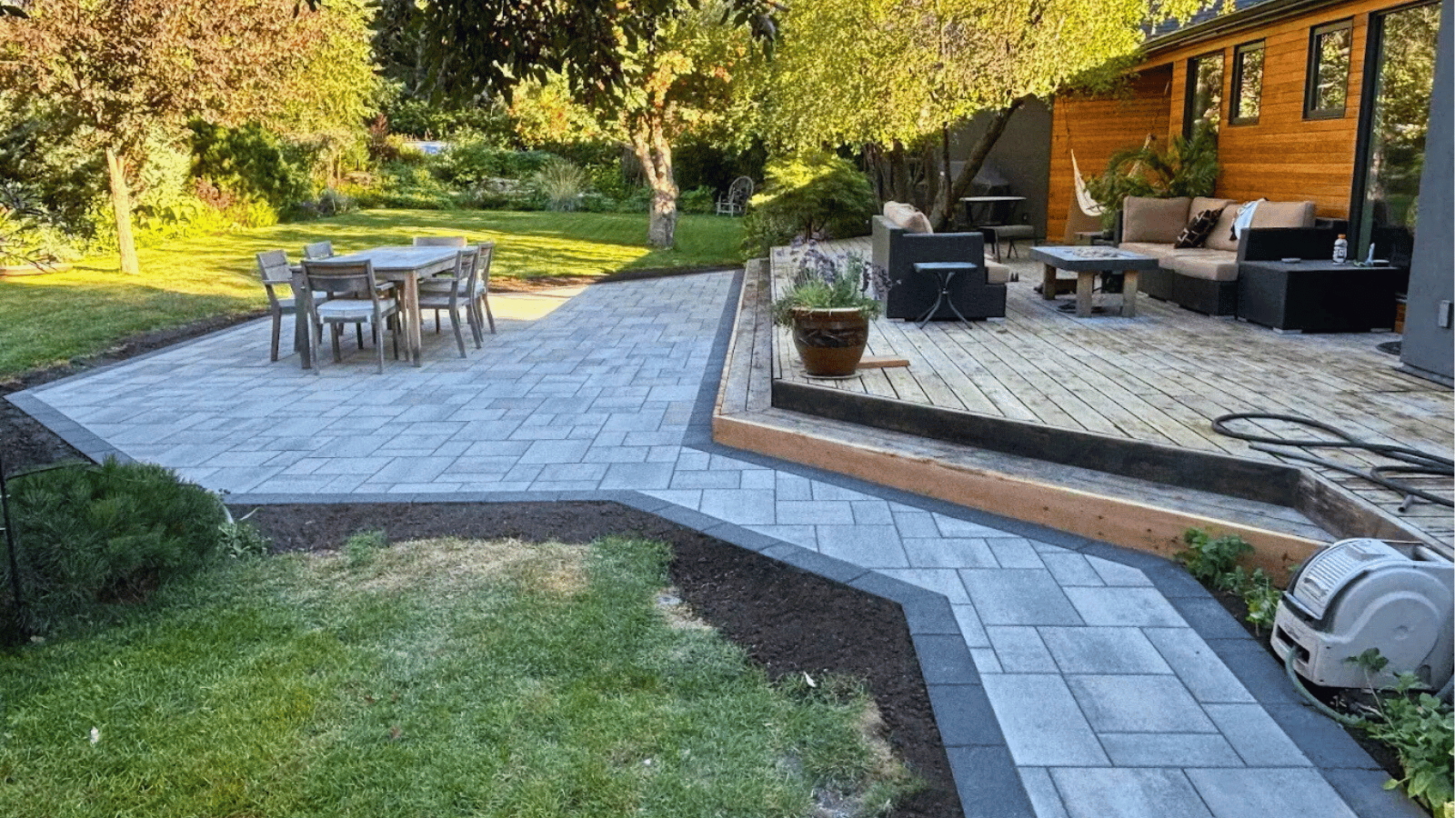 Landscape construction underway in Calgary backyard