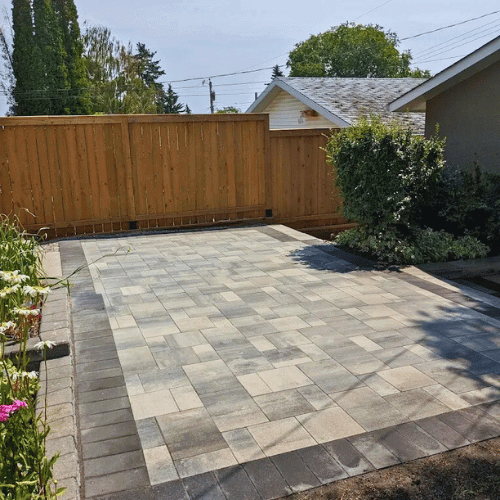 Custom-built retaining wall and outdoor living space